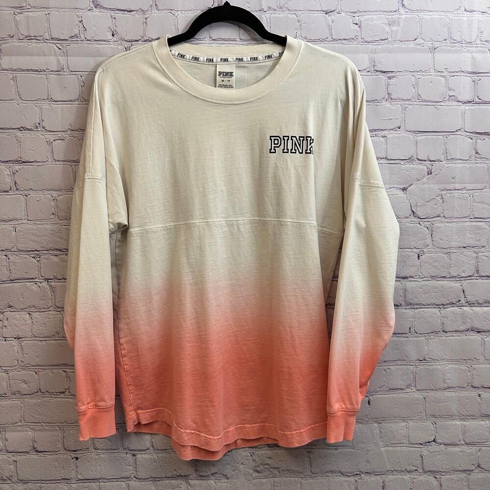 Victoria's Secret PINK Ombre Long Sleeve Shirt Reverse Dip Dye Women's XS - Picture 3 of 6